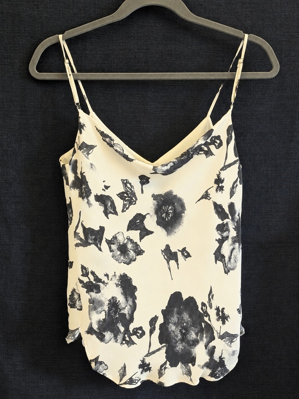 100% Silk Haute Hippie Cami with Black/Grey Print